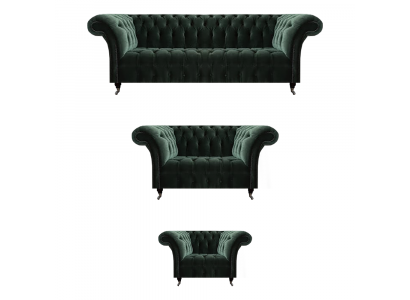 Sofagarnitur 3tlg Polstermöbel Dreisitzer mit Zweisitzer Sofas Chesterfield