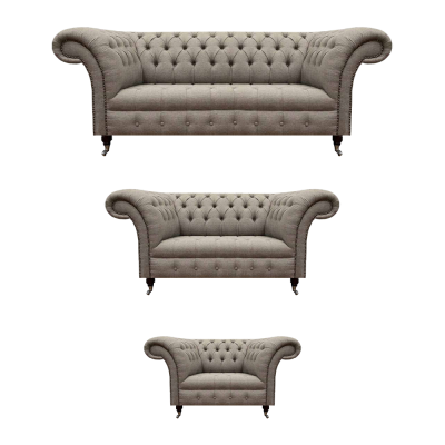 Grau Zweisitzer Sofa Set 3tlg Dreisitzer Sofa Designer Sessel Chesterfield