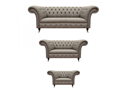 Grau Zweisitzer Sofa Set 3tlg Dreisitzer Sofa Designer Sessel Chesterfield