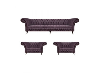 Chesterfield Design Luxus Polster Sofa Couch Sitz Garnitur Polster Stoff Textil