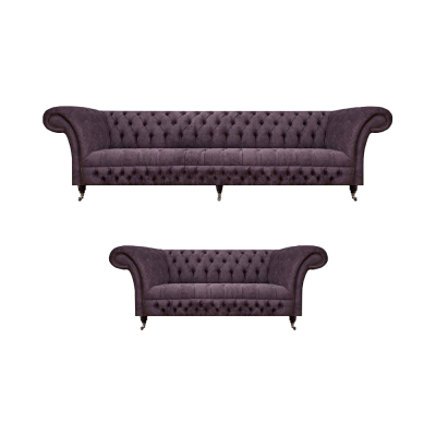 Wohnzimmer Luxus Lila Sofa Dreisitzer Design Sessel Sofagarnitur Chesterfield