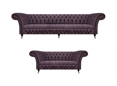 Wohnzimmer Luxus Lila Sofa Dreisitzer Design Sessel Sofagarnitur Chesterfield