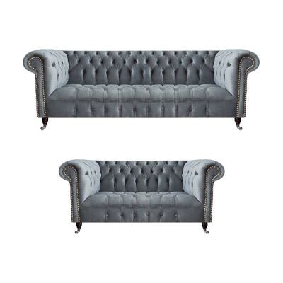 Wohnzimmer Luxus Grau Chesterfield Sessel Neu Dreisitzer Sofa Couch