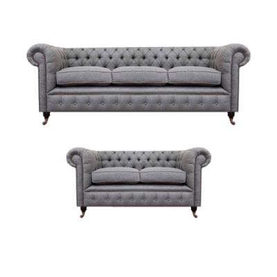 Chesterfield Design Luxus Polster Sofa Couch Sitz Garnitur Textil Sofagarnitur