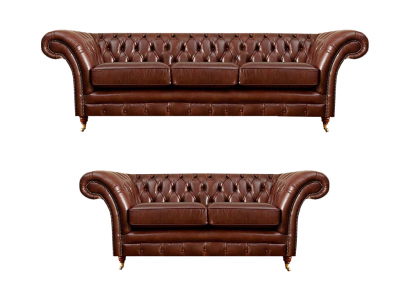 Wohnzimmer Neu Garnitur Chesterfield Sofas Couch Dreisitzer mit Zweisitzer