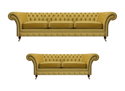 Wohnzimmer Modern Chesterfield Dreisitzer mit Zweisitzer Sofas Sofagarnitur
