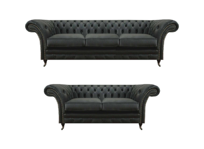 Modern Schwarz Chesterfield Wohnzimmer Dreisitzer mit Zweisitzer Sofas