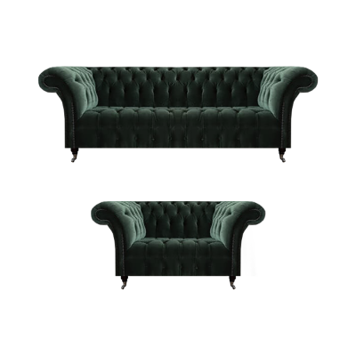 Luxus Sofas Dreisitzer mit Zweisitzer Polstermöbel Sofagarnitur Chesterfield