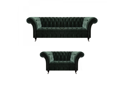 Luxus Sofas Dreisitzer mit Zweisitzer Polstermöbel Sofagarnitur Chesterfield