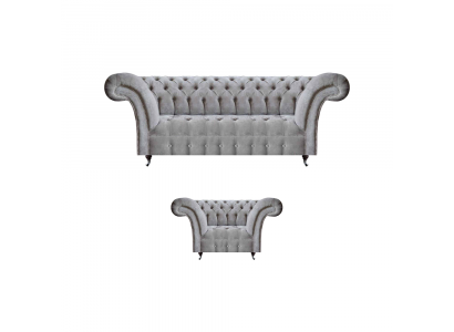 Chesterfield Sofa Komplett Luxus Sessel Polstermöbel Dreisitzer Couch