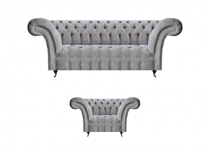 Chesterfield Sofa Komplett Luxus Sessel Polstermöbel Dreisitzer Couch
