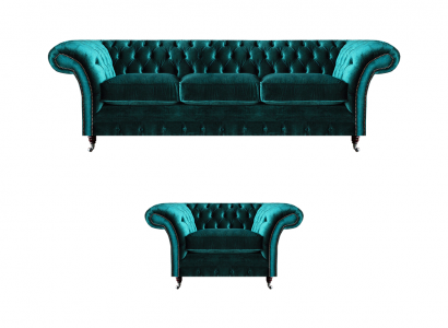 Sofagarnitur Wohnzimmer 2tlg Dreisitzer Couch Sofa Chesterfield Sessel