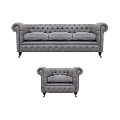 Sofagarnitur Couch Polster Chesterfield Design Sofa Dreisitzer Set Sessel