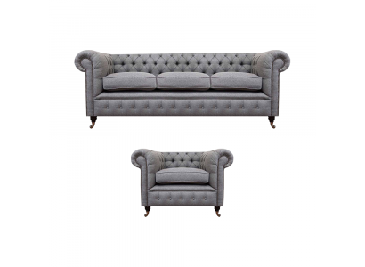 Sofagarnitur Couch Polster Chesterfield Design Sofa Dreisitzer Set Sessel
