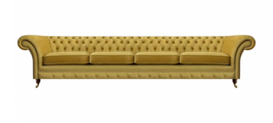 Viersitzer Sofa Couch Gelb Möbel Wohnzimmer Polstermöbel Chesterfield Neu