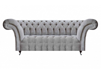 Modern Wohnzimmer Dreisitzer Sofa Polsteritz Grau Couch Chesterfield