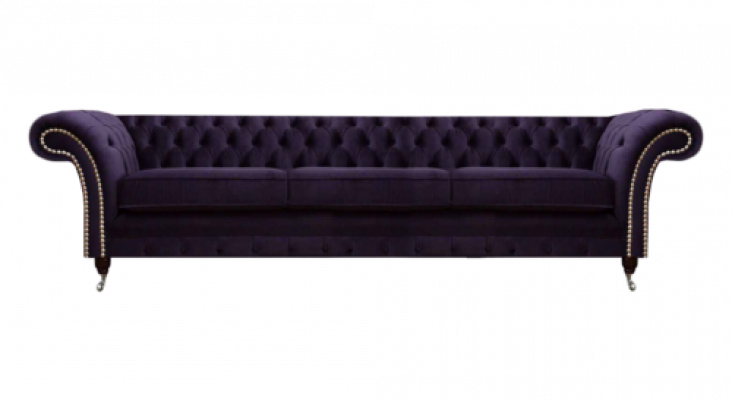 Design Chesterfield Wohnzimmer Dreisitzer Sofa Couch Lila Polstermöbel