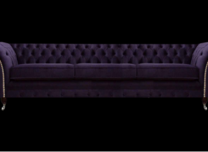 Design Chesterfield Wohnzimmer Dreisitzer Sofa Couch Lila Polstermöbel