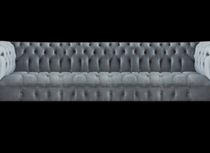 Chesterfield Luxus Viersitzer Grau Sofa Couch Wohnzimmer Einrichtung