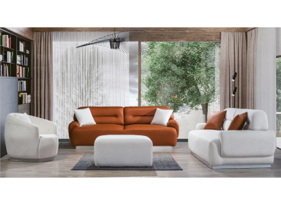 Gemütliche Sofagarnitur Wohnzimmer Couch Sitzpolster Garnitur 3+3+1 Hocker 4tlg
