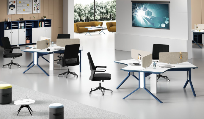 Tisch Büro Möbel Einrichtung Tische Callcenter Holz 3 Arbeitsplätze