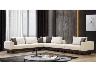 Wohnzimmer Ecksofa Luxus L-Form Couch Textil Möbel Holzgestell Stilvoll