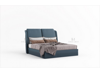 Luxus Schlafzimmer Bett Design Polster Betten Möbel Schlaf Hotel Blau Doppel Neu