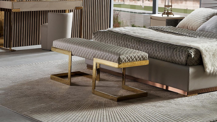 Designer Bett Schlafzimmer Betten Textil Hotel Luxus Polster Sitz Stoff Italien