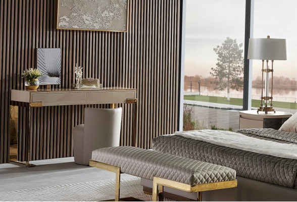Designer Bett Schlafzimmer Betten Textil Hotel Luxus Polster Sitz Stoff Italien