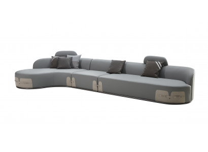 Ledersofa Wohnlandschaft Graue Couch Sofa Polster Ecke Sofas Garnituren Möbel