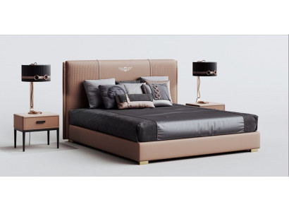 Luxus Schlafzimmer Bett Doppelbett Textil Holz Leder Polster Betten 180x200 Neu