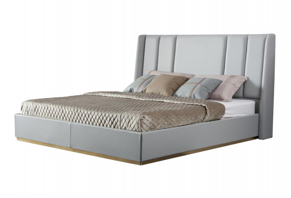 Luxus Designer Bett Leder Betten Klassisches Bettgestell Beige Schlafzimmer Neu