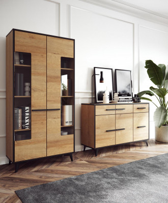 Luxus Schrank Holz Stil Möbel Holz Wohnzimmer Kommode Anrichte Vitrine Komoden
