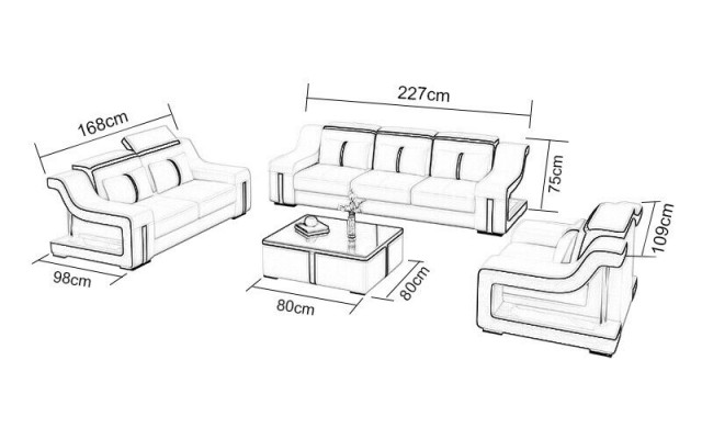 Sofagarnitur Couch Polster Sofa Set 3+2 Leder Couchen Sofas Komplett