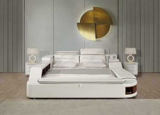 Luxus Bett Bett Leder Betten 180x200 Multifunktion Schlafzimmer Liege