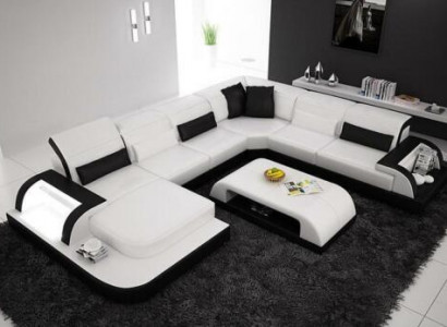 Wohnlandschaft Extra Luxus Klasse Ecksofa Couch - Eckgarnituren Ledersofa