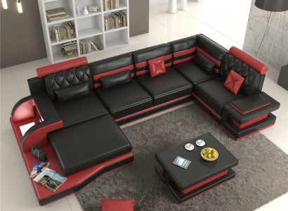 Ecksofa Ledersofa Big xxl U Form Wohnlandschaft Sofa Couch Garnitur