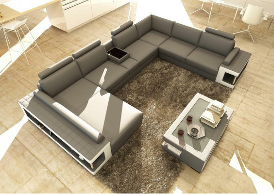 Wohnlandschaft Luxus Trend Kollektion Couch Ledersofa Sofa U Form Sitz