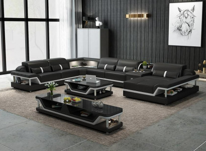 Designer Wohnlandschaft U-Form Couch Ecksofa Polster Garnitur Eckgarnitur