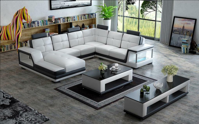 Wohnlandschaft U Form Ecksofa Couchtisch Sideboard Design Big Sofa Neu