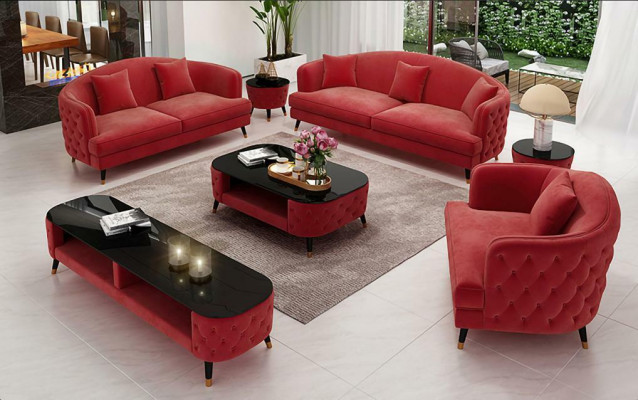 Sofagarnitur Set 3+2+1 Sitzer Couchtisch Sideboard Garnitur Design Moderne 7tlg