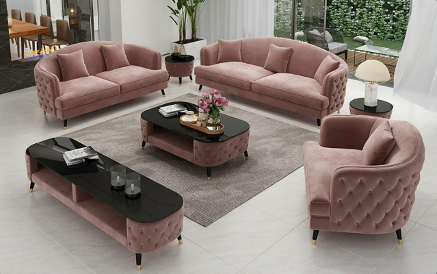 Sofagarnitur Set 3+2+1 Sitzer Couchtisch Sideboard Garnitur Design Moderne 7tlg