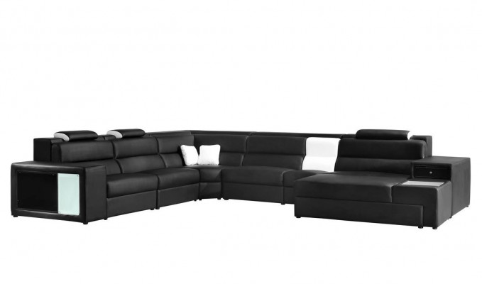 Ecksofa Ledersofa Big xxl U Form Wohnlandschaft Sofa Deko Couch Garnitur