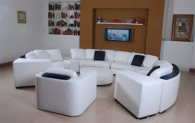 Wohnlandschaft Rund Ecksofa Leder Runde Couch Garnitur Sofa Couch Ecke