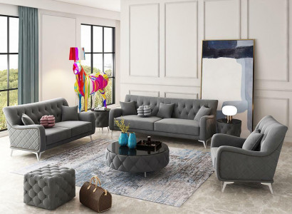 Sofagarnitur 7tlg. Set Sofa Sitzer Couchtisch Couch Modern Sofas Samtsofa Neu