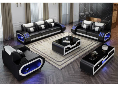 Sofagarnitur Set 3+2+1 Sitzer Couchtisch Sideboard Garnitur Design Moderne