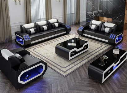 Wohnlandschaft L Form Ecksofa + Couchtisch + Sideboard Design