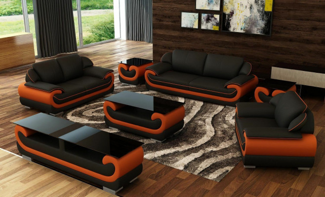 Sofagarnitur 3+2+1 Sitzer 2x Beistelltisch Sideboard Hocker 7tlg.Wohnzimmer Set