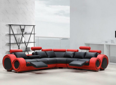 Designer Sofa Garnitur Wohnlandschaft Couch Ecksofa Leder Textil Polster