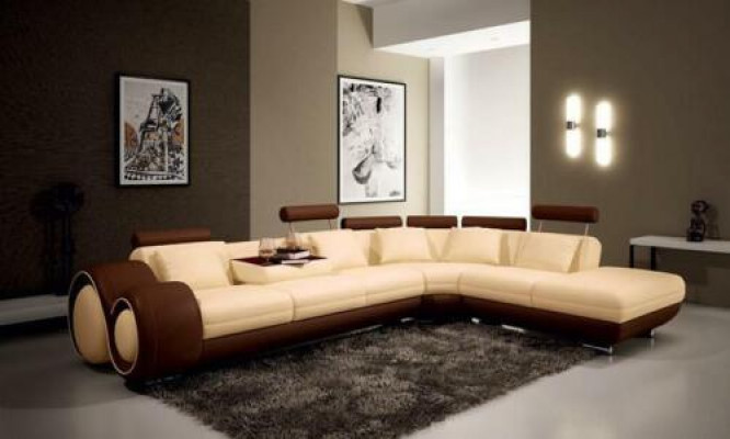 Ecksofa Sofa Couch Polster Wohnlandschaft Leder Sofas Garnitur LForm